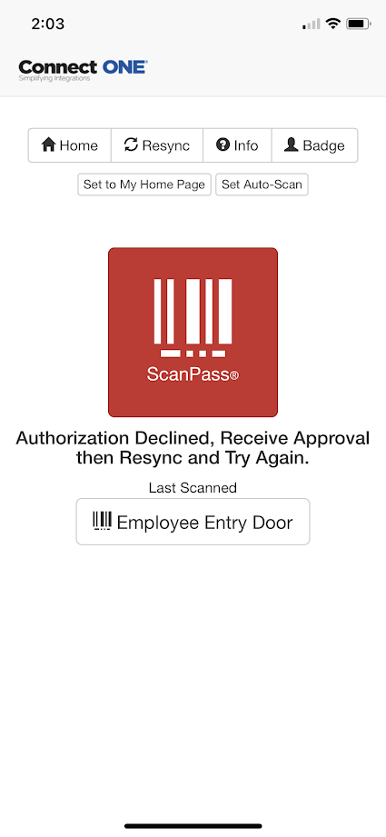 ScanPass - Safe Passage Declined