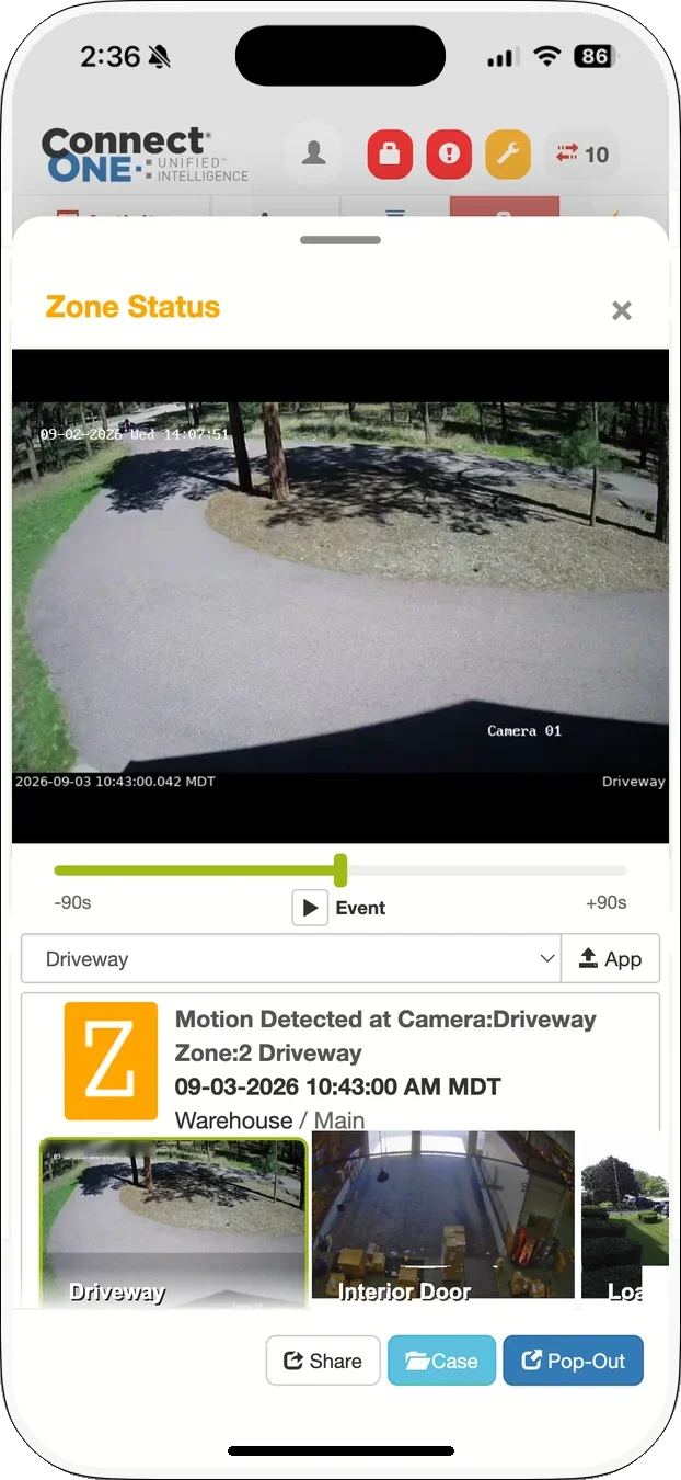 Monitor video and activity in the Connect ONE mobile app