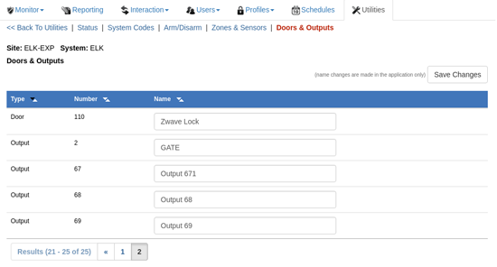 Customer Area, Door & Output Name Changes