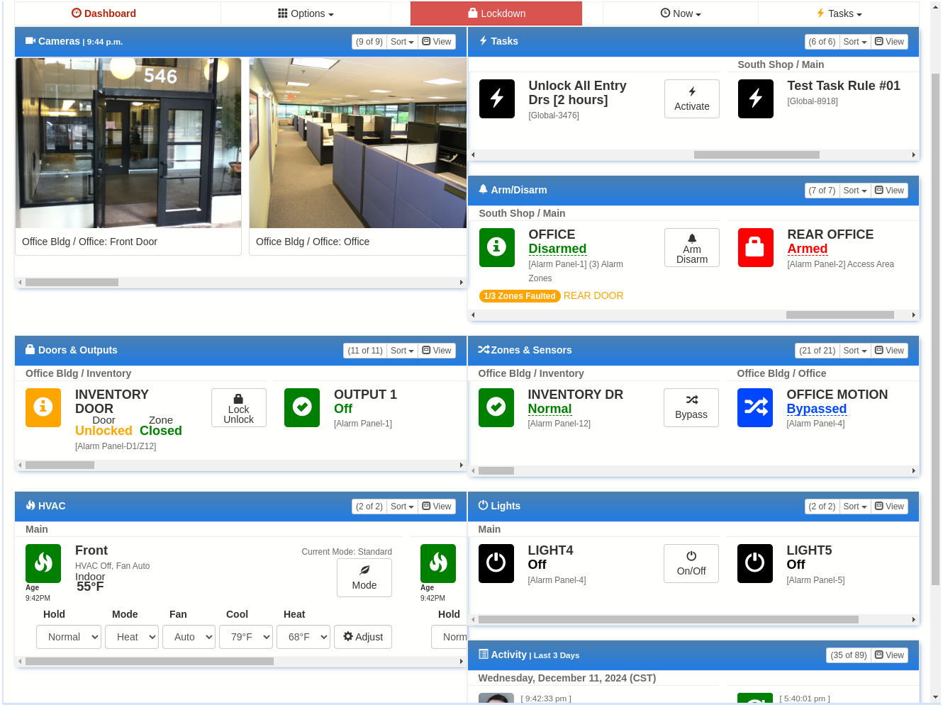 New! Dashboard View -- Everything on ONE screen