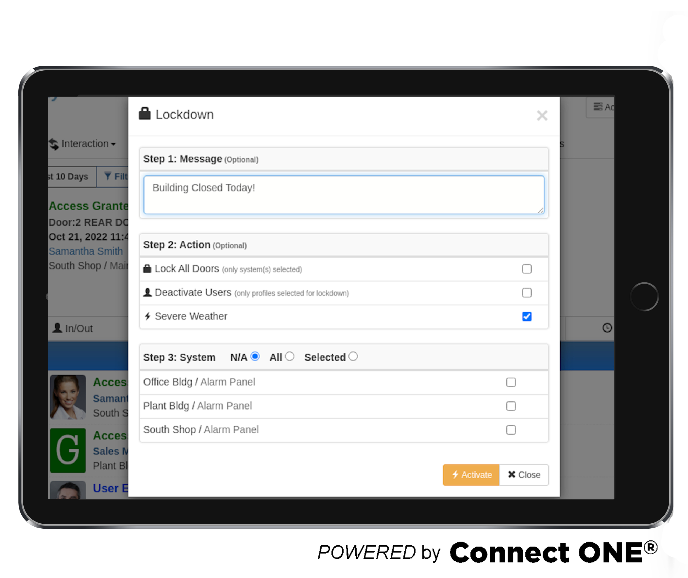 Custom Lockdown and Emergency Mass Notification Feature within Connect ONE® Give Dealer's Customers More System Flexibility