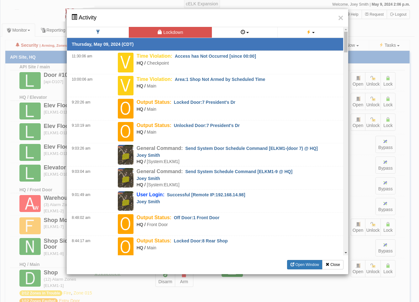Monitor->Options Dashboard Views