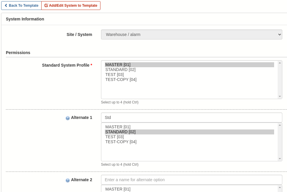 New! Alternate System Profile Templates